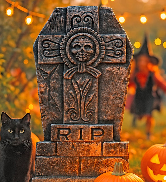 Deko-Grabstein 30x49 cm mit gruseligem Design für Halloween