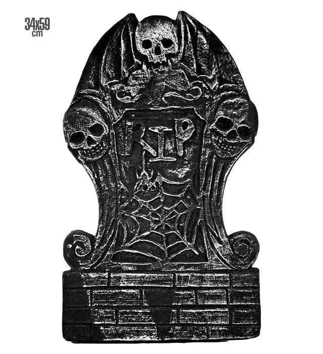 Halloween Grabstein Deko 34x59 cm mit realistischer Gravur und gruseliger Optik