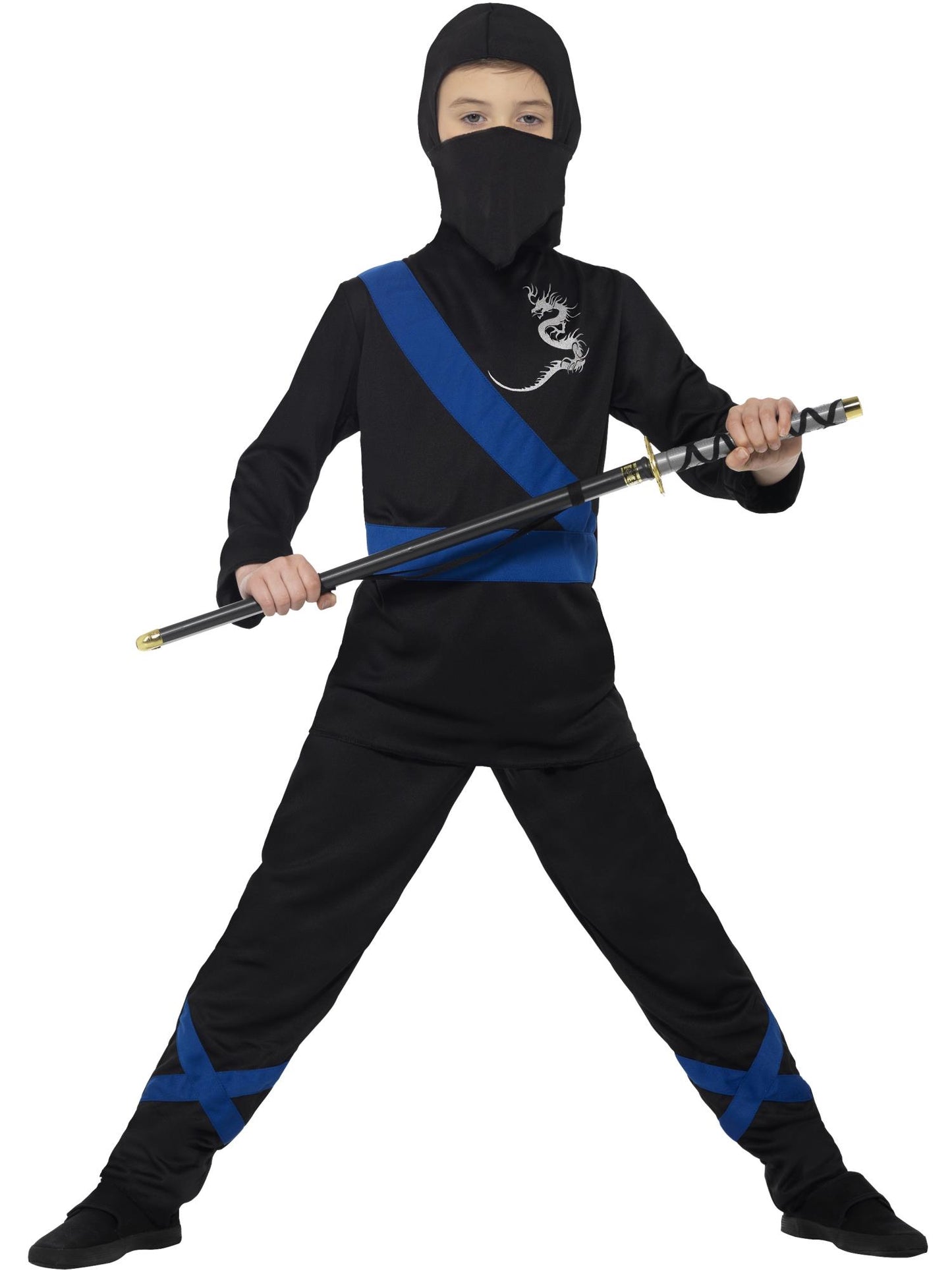 Smiffys Ninja Assassin Costume, Black & Blue CS für Unisex