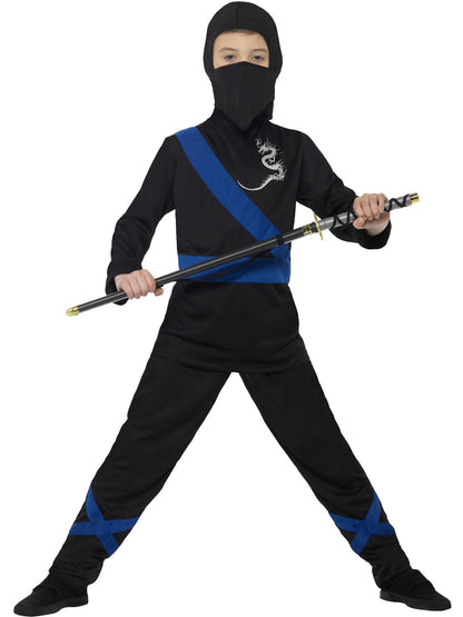 Smiffys Ninja Assassin Costume, Black & Blue CS für Unisex