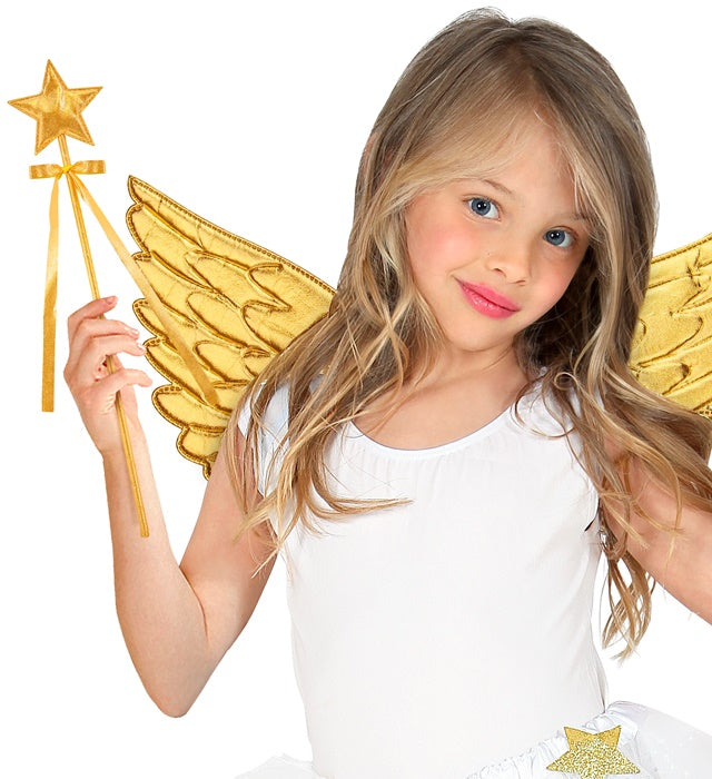 Goldener Feenstab 39,5 cm als Kinderkostüm-Accessoire