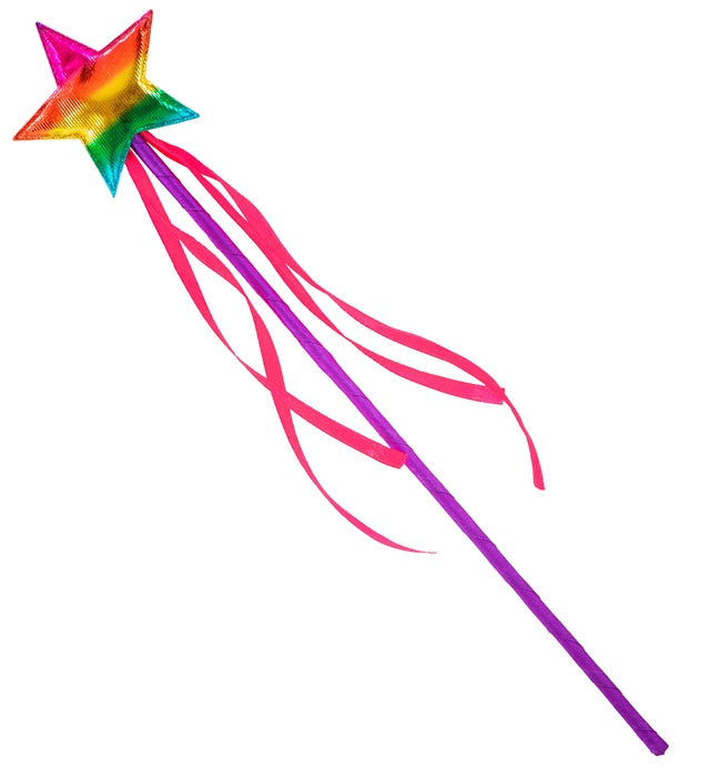 Regenbogen Feenstab 39,5 cm mit glitzernden Details für Kinderkostüme