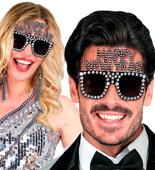 HAPPY NEW YEAR Brille mit festlichem Schriftzug für Silvester und Fasnacht
