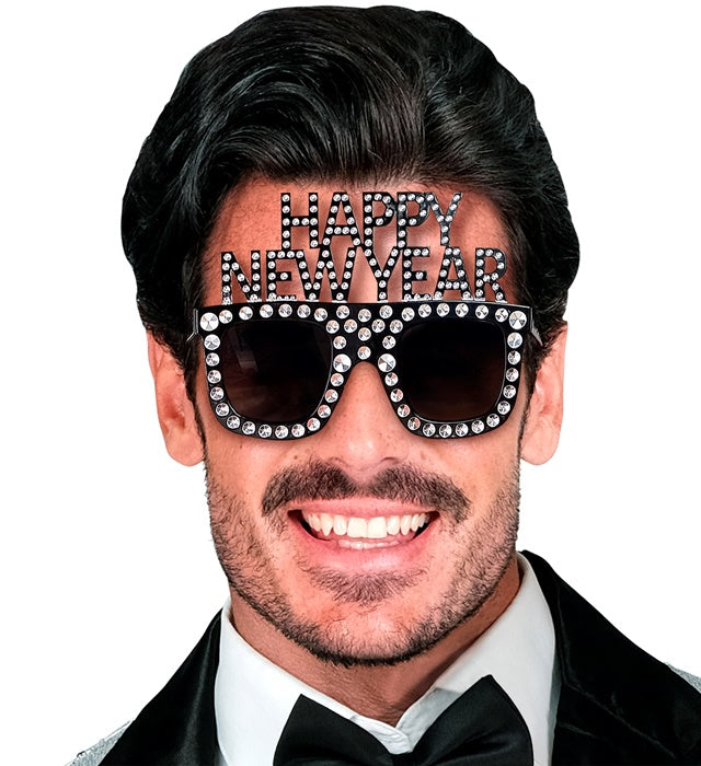 HAPPY NEW YEAR Brille mit festlichem Schriftzug für Silvester und Fasnacht