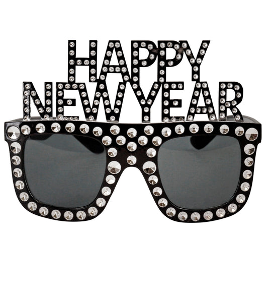 Happy New Year Brille schwarz