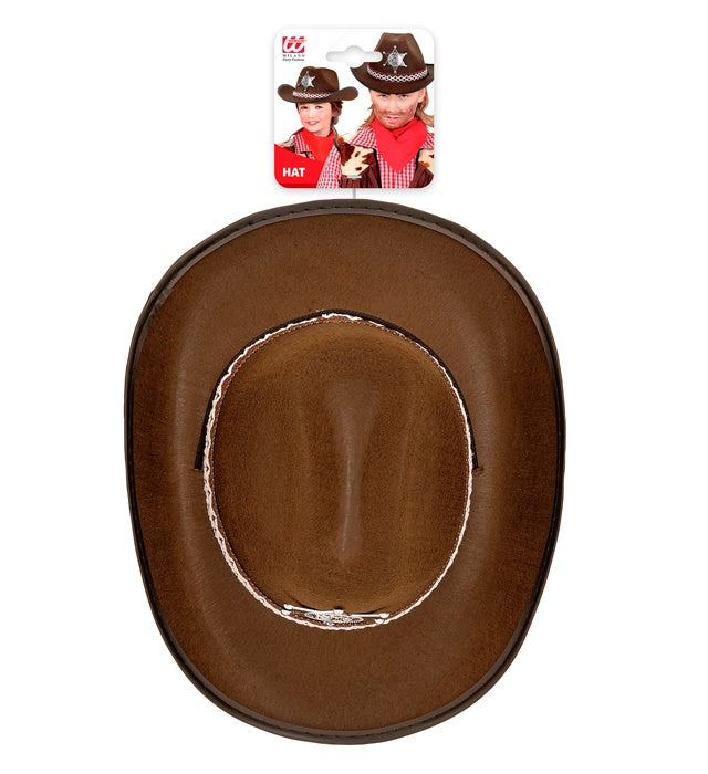 Brauner Cowboyhut mit Sheriffstern in Kindergröße