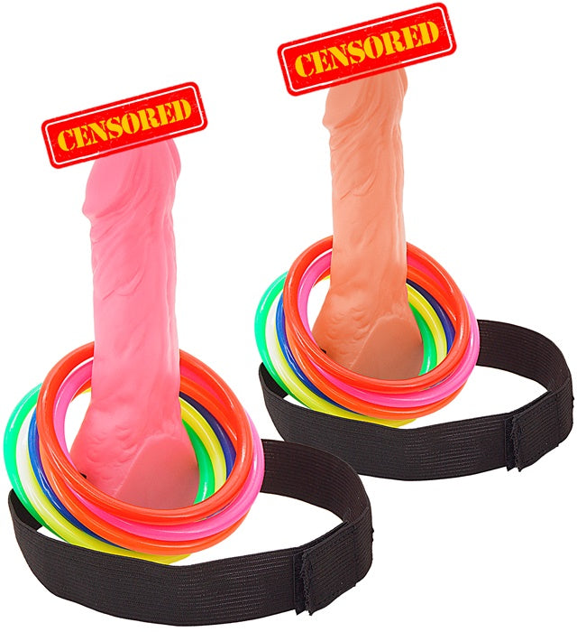 Ringwurfspiel Willy mit Ringen und Zielscheibe auf Holzuntergrund