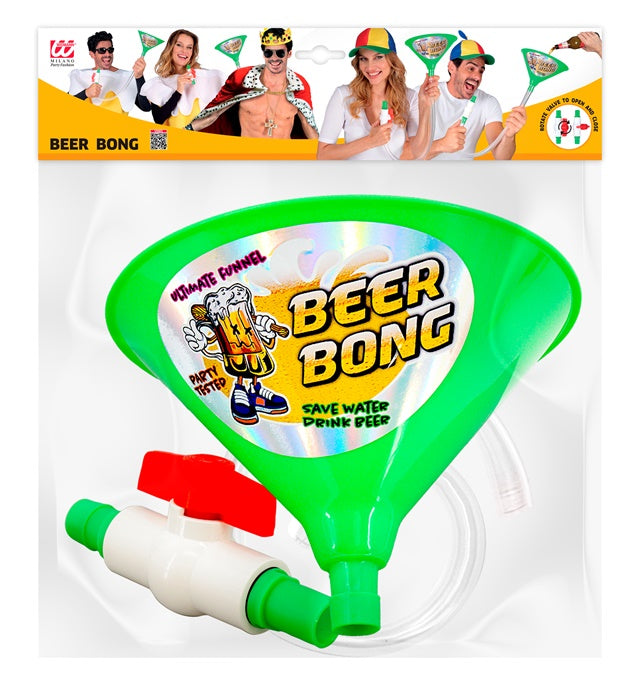 Grüne Bier Bong aus Kunststoff als Partyzubehör