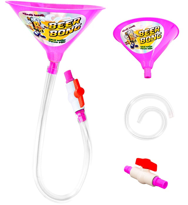 Pinke Bier Bong Partyzubehör für Fasnacht und Mottoparty