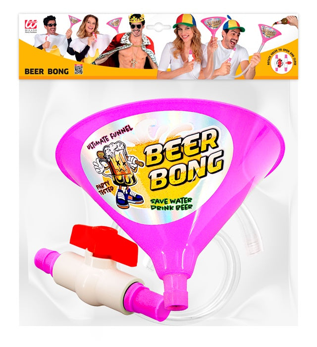Pinke Bier Bong Partyzubehör für Fasnacht und Mottoparty
