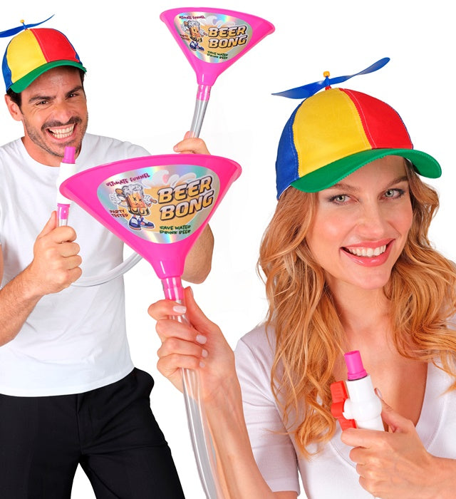 Pinke Bier Bong Partyzubehör für Fasnacht und Mottoparty