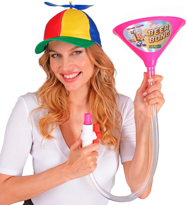 Pinke Bier Bong Partyzubehör für Fasnacht und Mottoparty