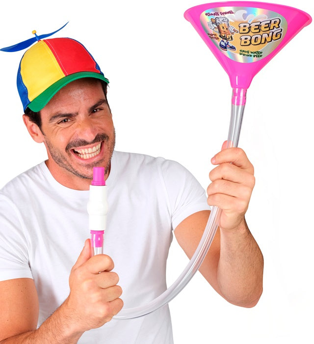 Pinke Bier Bong Partyzubehör für Fasnacht und Mottoparty