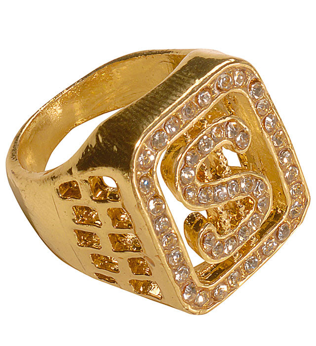 Goldener Strass-Ring mit funkelnden Steinen als festliches Accessoire