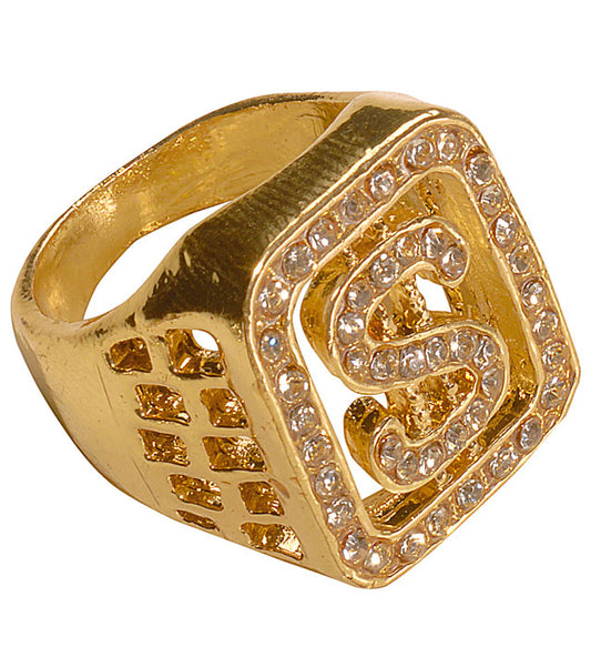 Goldener Strass-Ring mit funkelnden Steinen als festliches Accessoire