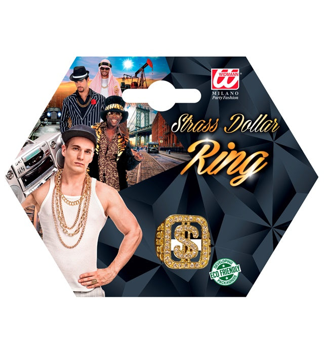 Goldener Strass-Ring mit funkelnden Steinen als festliches Accessoire