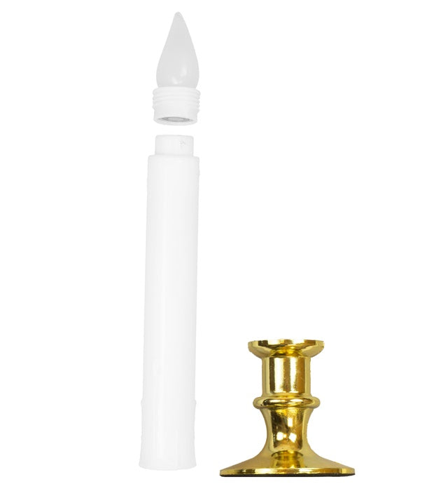 Set mit sechs weißen flackernden LED-Kerzen 23 cm mit Timer