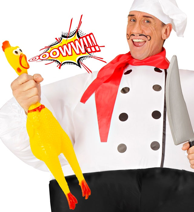 Gackerndes Huhn 38 cm als lustiges Tier-Dekoobjekt für Fasnacht und Mottoparty