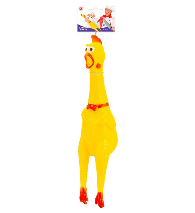 Gackerndes Huhn 38 cm als lustiges Tier-Dekoobjekt für Fasnacht und Mottoparty