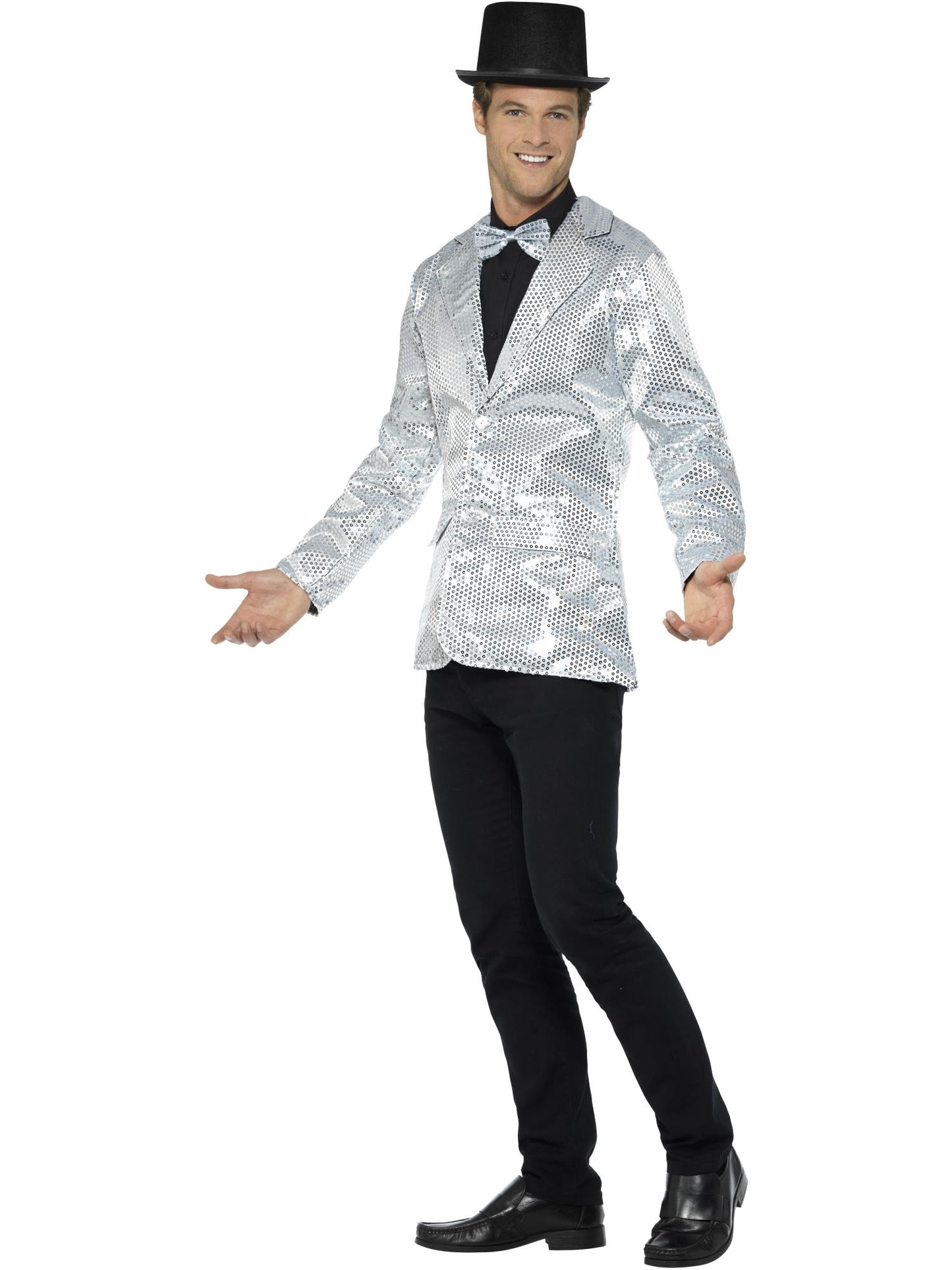 Smiffys PARTY Sequin Jacket, Mens, Silver CS für Unisex