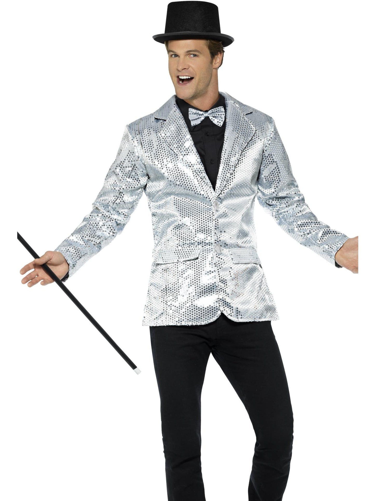 Smiffys PARTY Sequin Jacket, Mens, Silver CS für Unisex