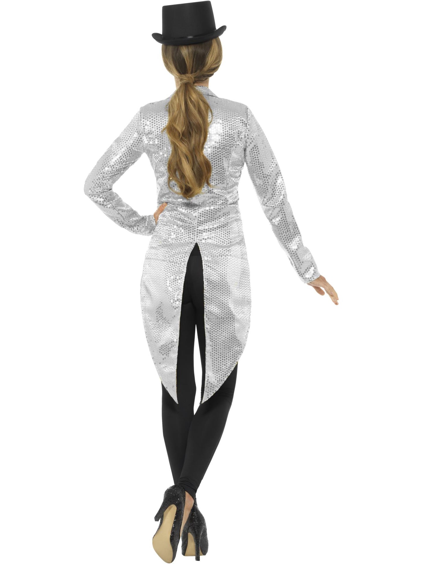 Smiffys PARTY Sequin Tailcoat Jacket, Ladies, Silver CS für Damen