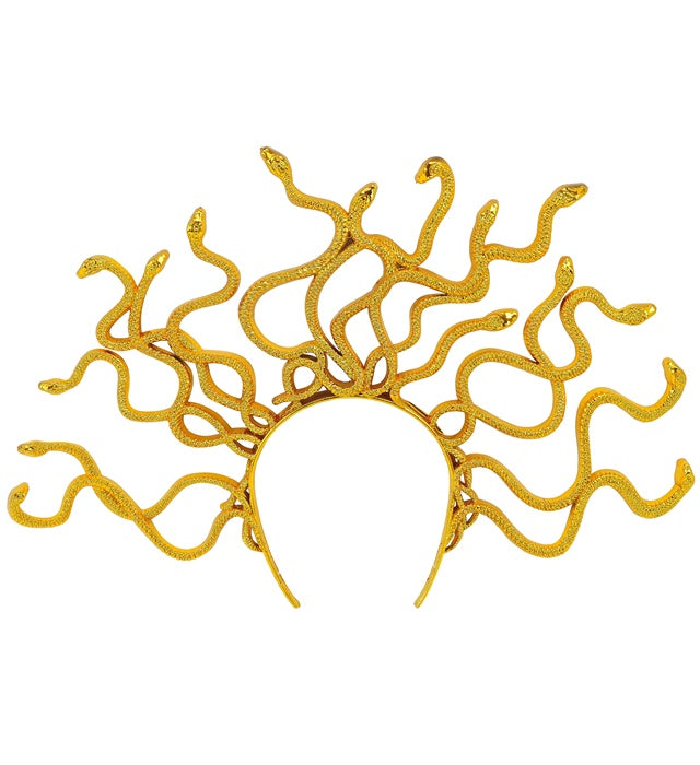 Goldener Medusa Haarreif mit Schlangen-Design für Fasnacht und Karneval