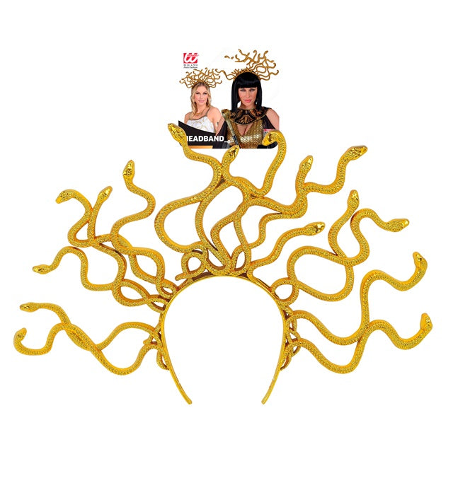 Goldener Medusa Haarreif mit Schlangen-Design für Fasnacht und Karneval