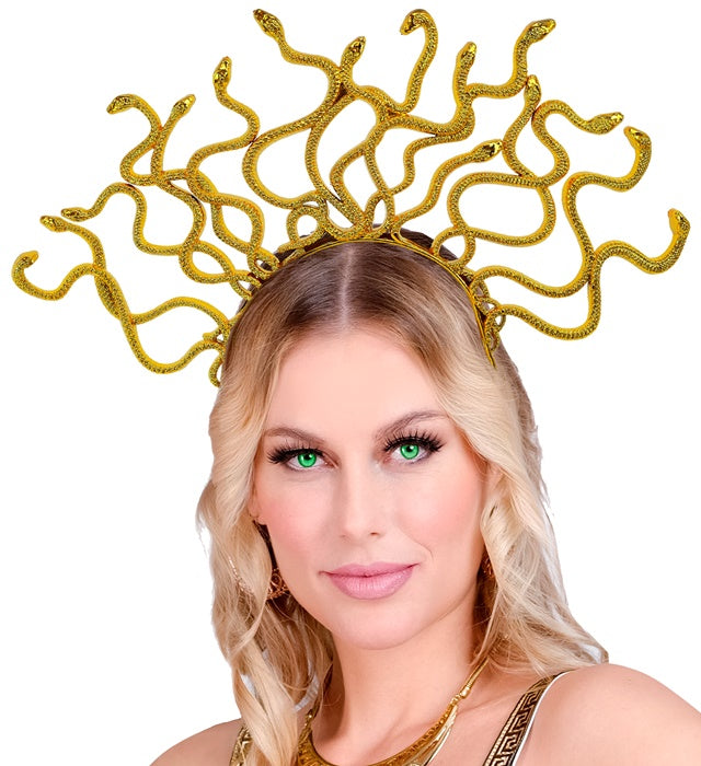 Goldener Medusa Haarreif mit Schlangen-Design für Fasnacht und Karneval