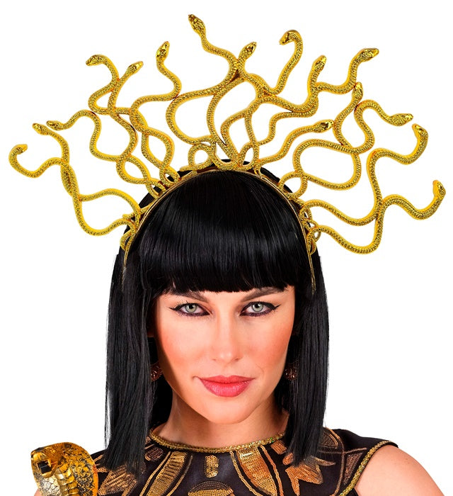 Goldener Medusa Haarreif mit Schlangen-Design für Fasnacht und Karneval
