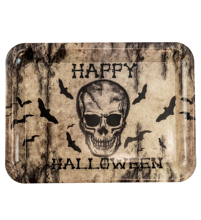 Halloweentablett mit Totenkopf-Motiv 33x24 cm