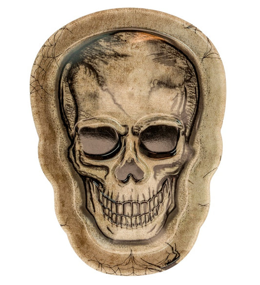 Totenkopf Tablett 25x18 cm mit schwarzem und weissem Schädelmotiv