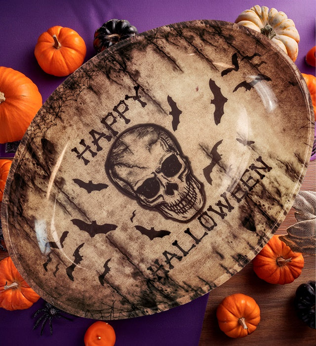 Halloween Totenkopf Schale in 40 x 30,5 cm mit detailreichem Schädelmotiv