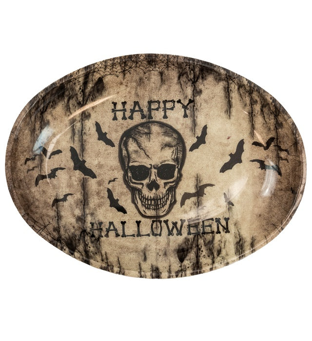 Halloween Totenkopf Schale in 40 x 30,5 cm mit detailreichem Schädelmotiv