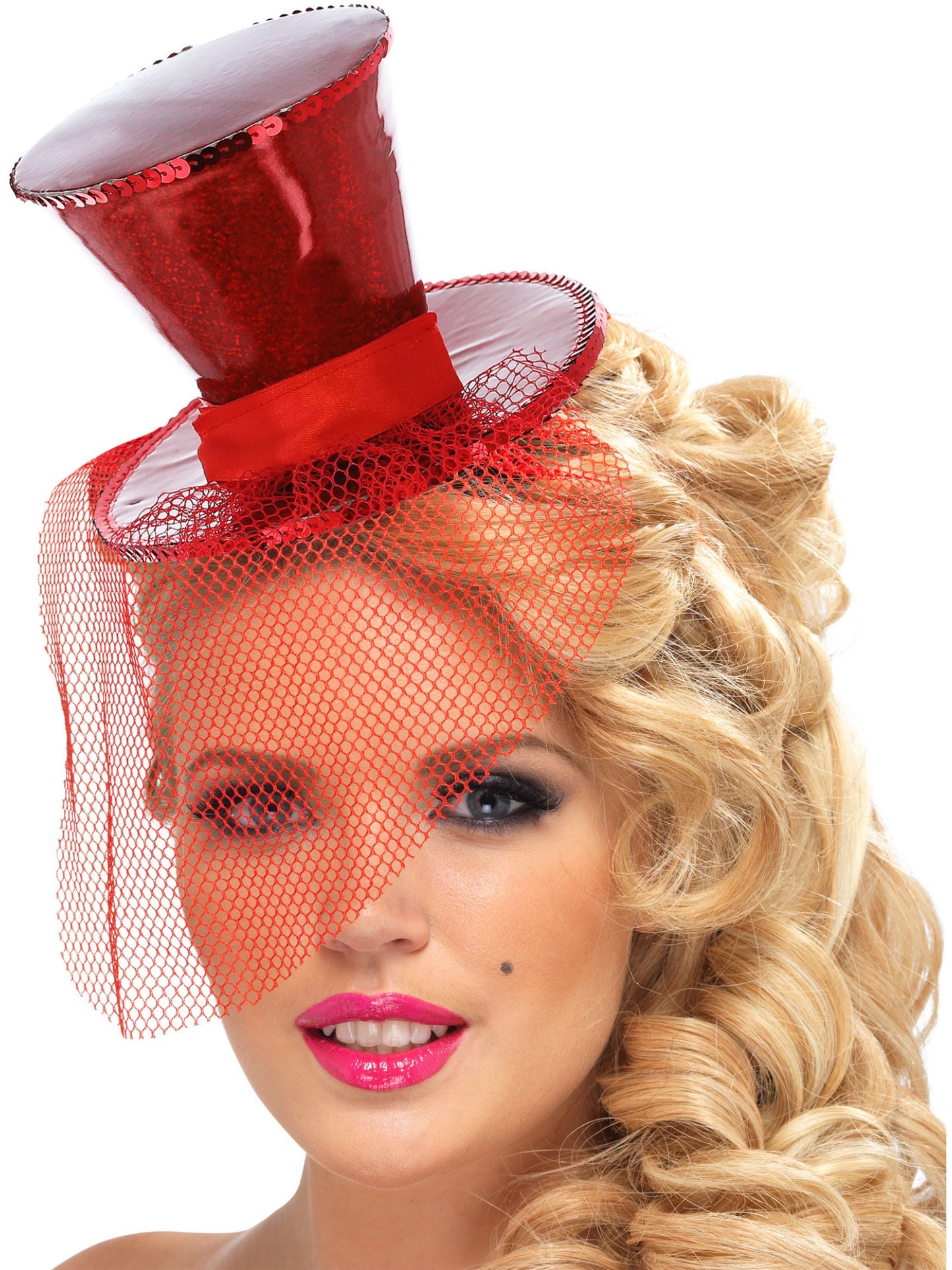 Smiffys Fever Mini Top Hat on Headband, Red für Damen