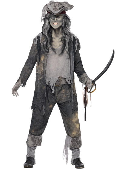 Smiffys GHOSTMUM Deluxe Ghost Ship Ghoul Costume, Grey CS für Herren