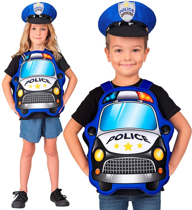 Polizist Kostüm mit klassischer Mütze für Fasnacht und Karneval