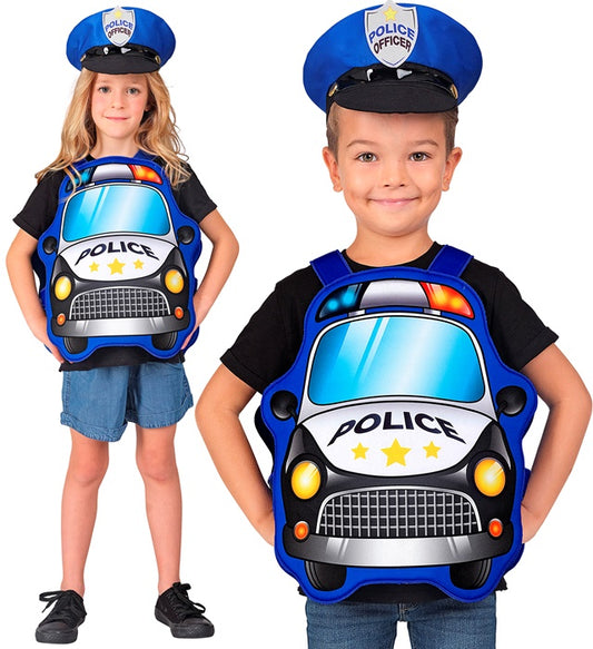 Polizist Kostüm mit klassischer Mütze für Fasnacht und Karneval