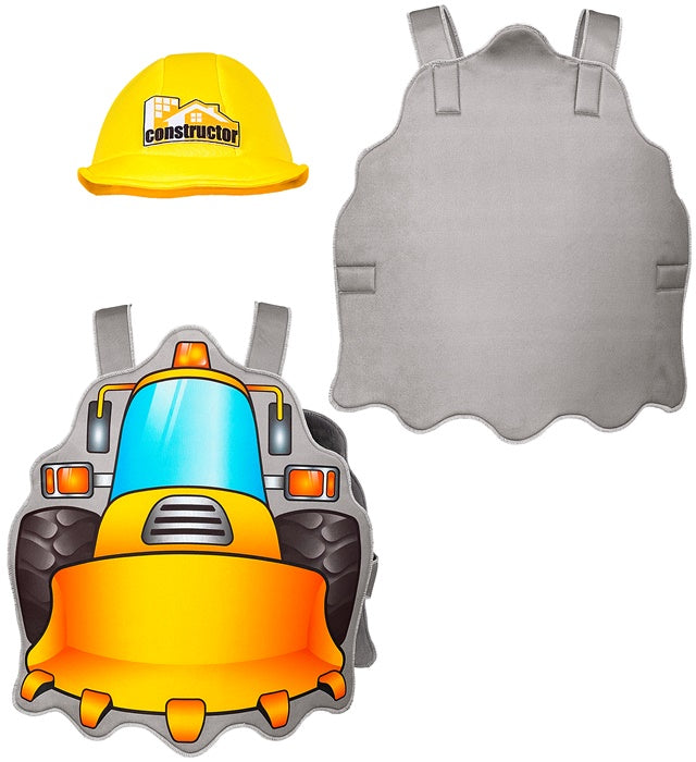 Bauarbeiter-Kostüm mit gelbem Helm für Fasnacht und Karneval