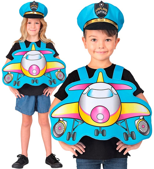 Pilot Kostüm mit Mütze für Fasnacht und Karneval