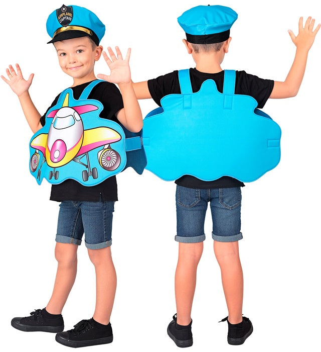Pilot Kostüm mit Mütze für Fasnacht und Karneval