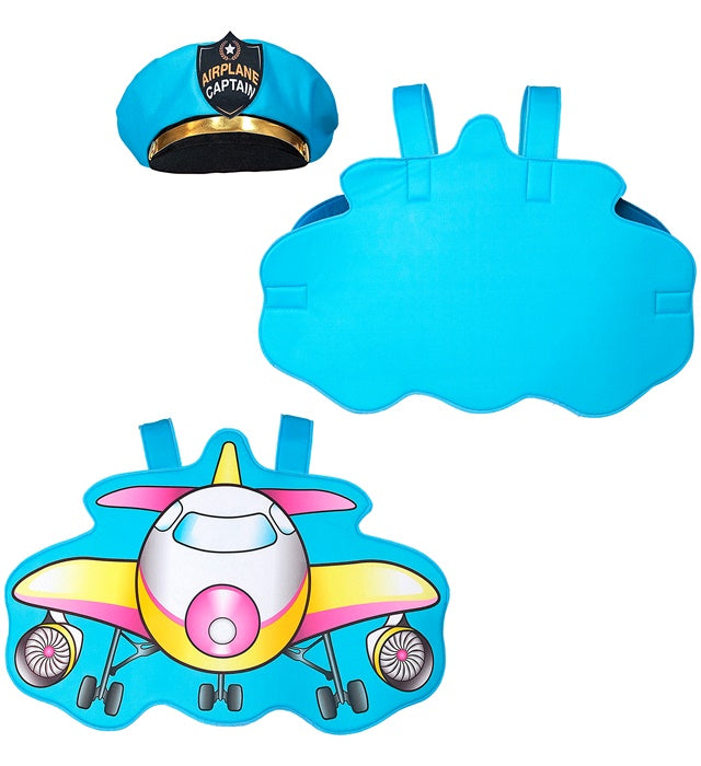 Pilot Kostüm mit Mütze für Fasnacht und Karneval