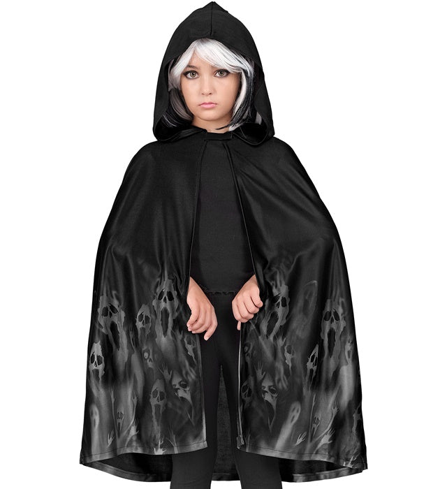 Geisterumhang 75 cm schwarz-weiß als Halloween- und Fasnachtskostümzubehör