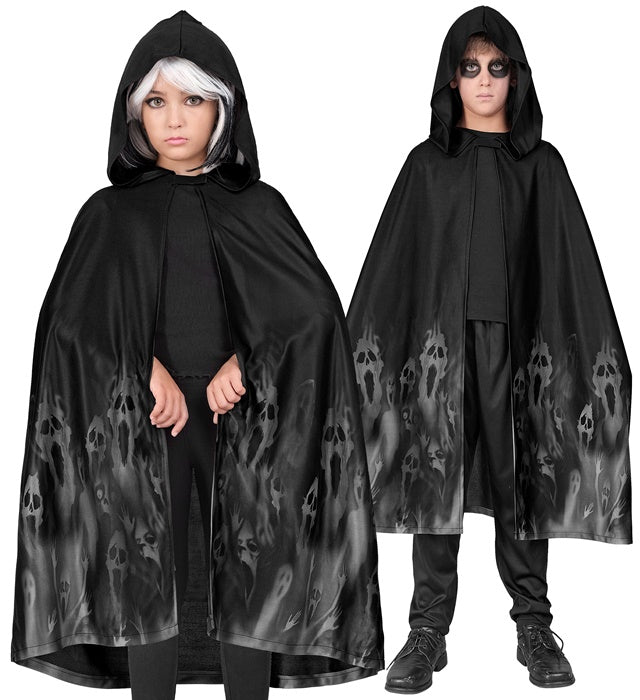 Geisterumhang 90 cm schwarzer Umhang für Halloween und Fasnacht