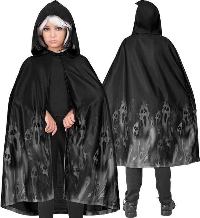 Geisterumhang 90 cm schwarzer Umhang für Halloween und Fasnacht