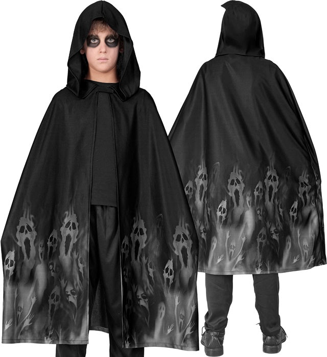 Geisterumhang 90 cm schwarzer Umhang für Halloween und Fasnacht