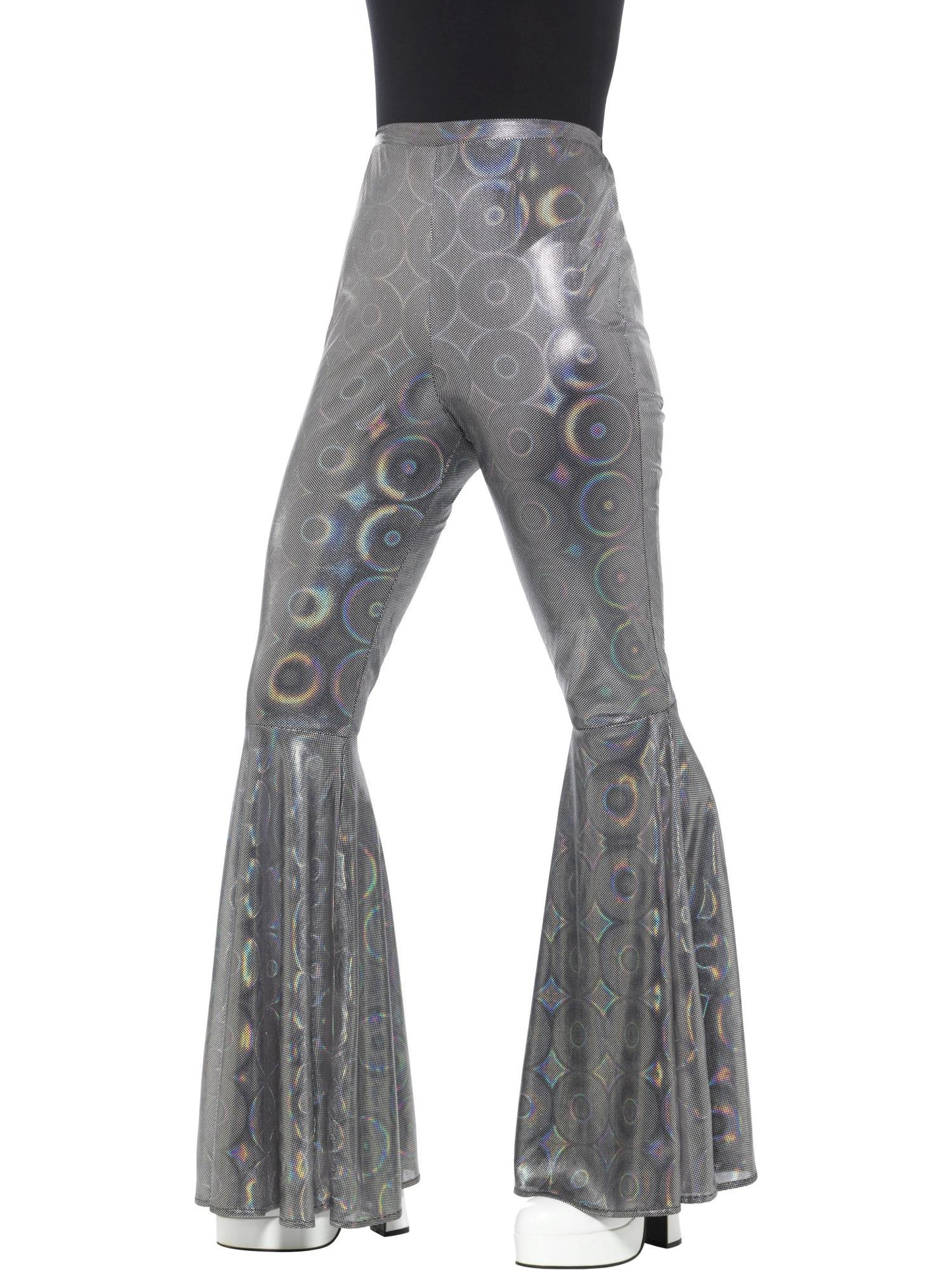 Smiffys 1970S 70s Disco Flared Trousers, Ladies, Silver CS für Damen