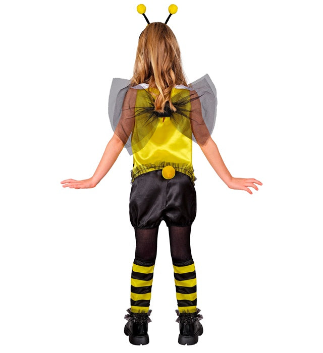 Bienen-Kostüm Set mit gelb-schwarzem Oberteil, Shorts, Flügeln und Fühlern