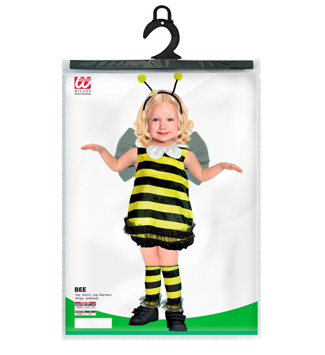 Bienen-Kostüm Set mit gelb-schwarzem Oberteil, Shorts, Flügeln und Fühlern