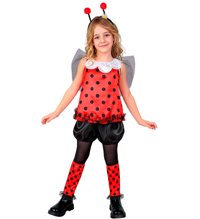 Marienkäfer Kostüm mit Flügeln, Fühlern, Oberteil, Shorts und Stulpen für Fasnacht